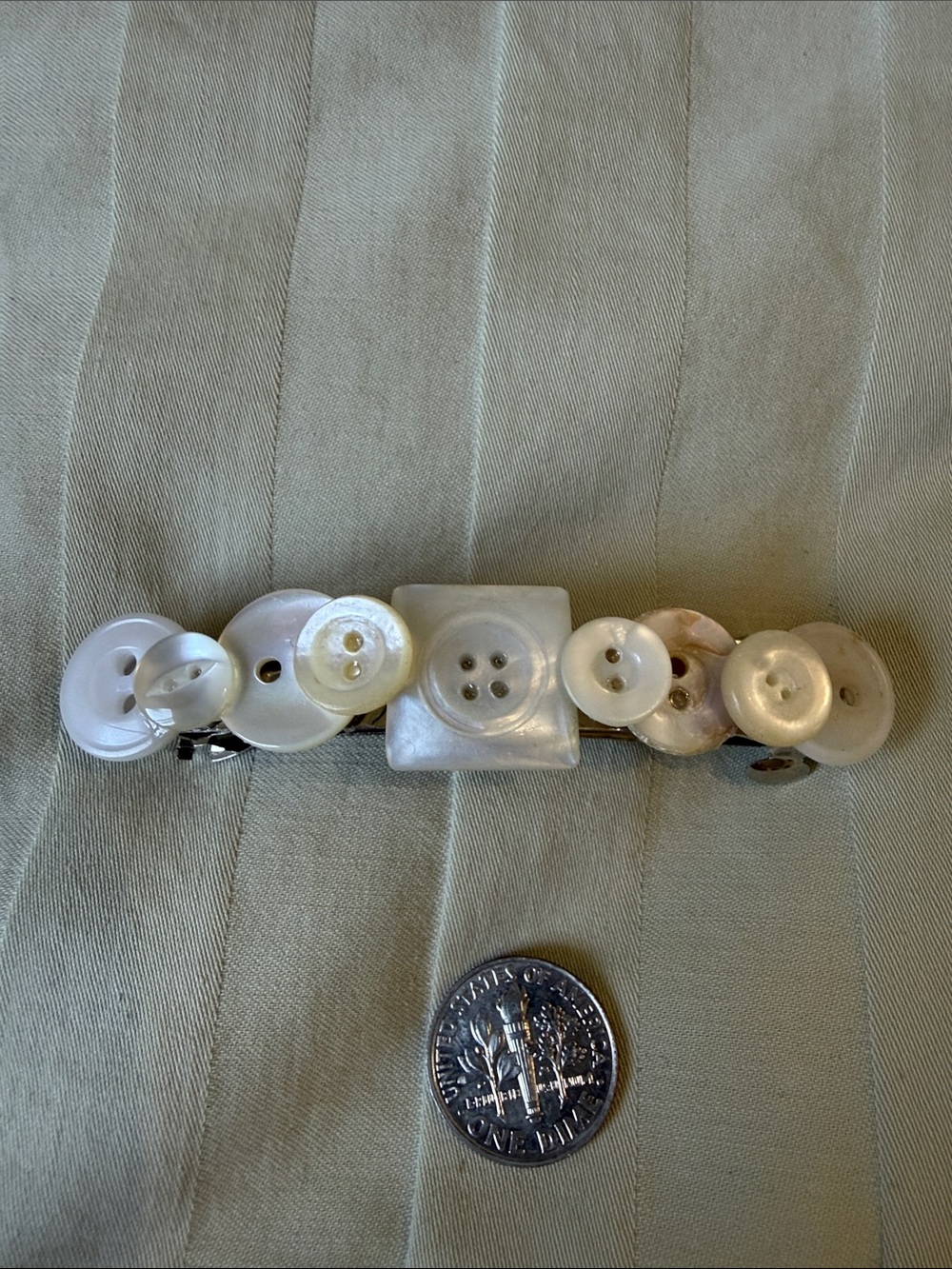 Pearl Button Barrette Hair Clip